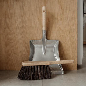 
            
                Load image into Gallery viewer, metal dustpan and wooden natural fibre brush
            
        