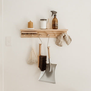 Wooden Wall Hung Peg Rack with Shelf