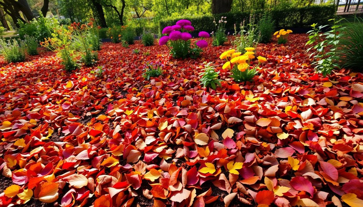 leaf mulch in garden